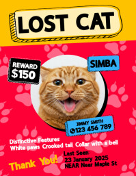 Pink Joyful Lost Cat Flyer (us Letter) template