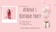 Pink Birthday Invitation Business Card template
