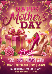 Pink Joyful Mother's Day Party A4 template