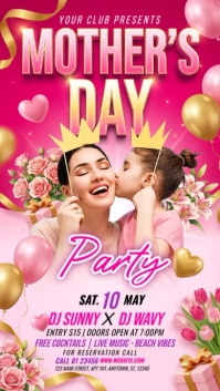 Pink Joyful Mother's Day Party Instagram Story Video template
