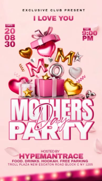 Pink Joyful Mother's Day Party Instagram Story Video Instagram-verhaal template