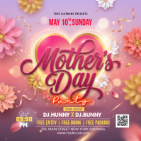 Pink Joyful Mother's Day Party Square Persegi (1:1) template