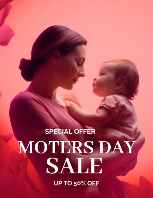 Pink Joyful Mothers Day Flyer (us Letter) template