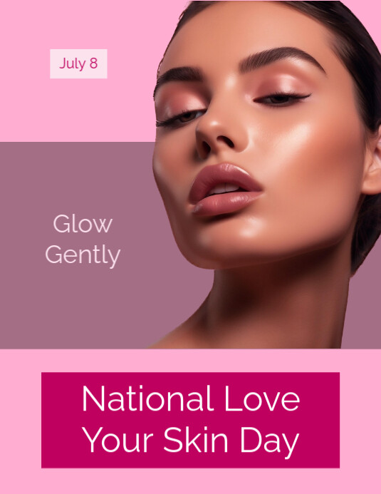 Pink Joyful National Love Your Skin Day Flyer (us Letter) template