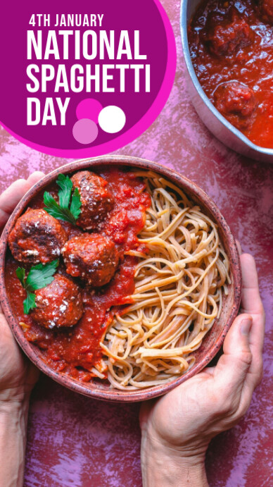 Pink Joyful National Spaghetti Day Instagram Story template
