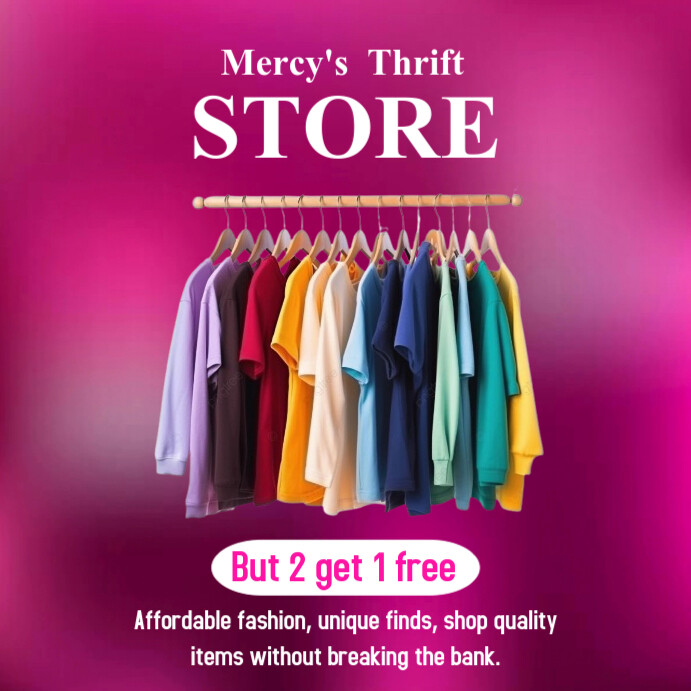 Pink Joyful National Thrift Shop Day Instagram Post Template | PosterMyWall