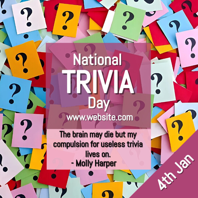 Pink Joyful National Trivia Day Instagram Post Template | PosterMyWall