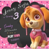 pink Joyful Paw Patrol Girls Birthday Instagr Wpis na Instagrama template