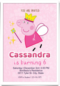 Pink Joyful Peppa Pig Birthday A4 template
