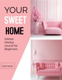 Pink Joyful Poster  Flyer (cozy home Løbeseddel (US Letter) template