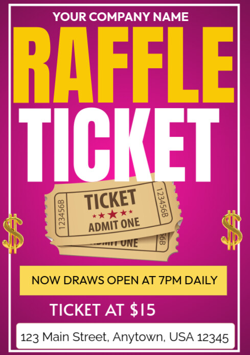 Pink Joyful Raffle Ticket A1 Template | PosterMyWall