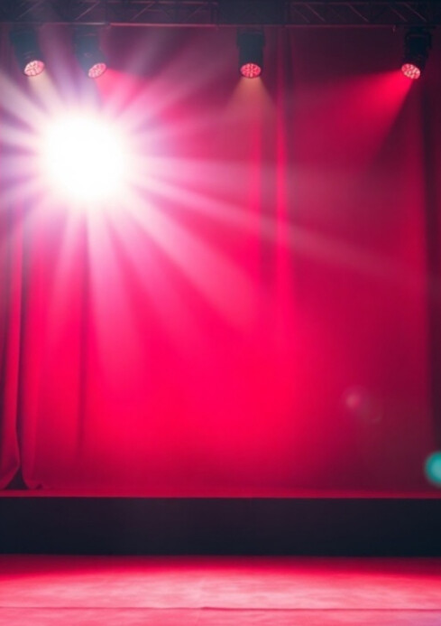 Pink Joyful Red Stage Background  A3 template