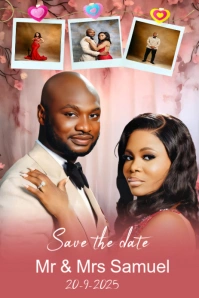 Pink Joyful Save The Date  Pinterest Graphic template