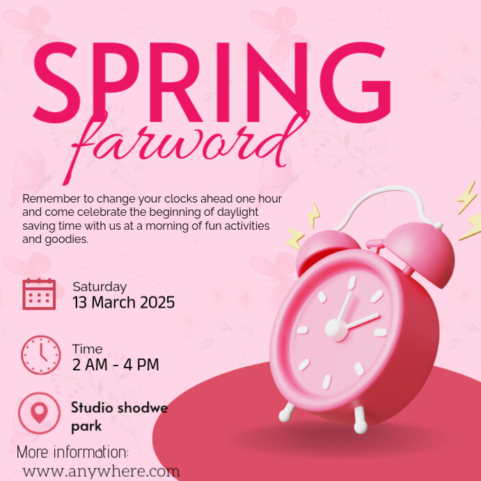 Spring Forward Post Copy of Pink Joyful Spring Forward Instagram Post | PosterMyWall