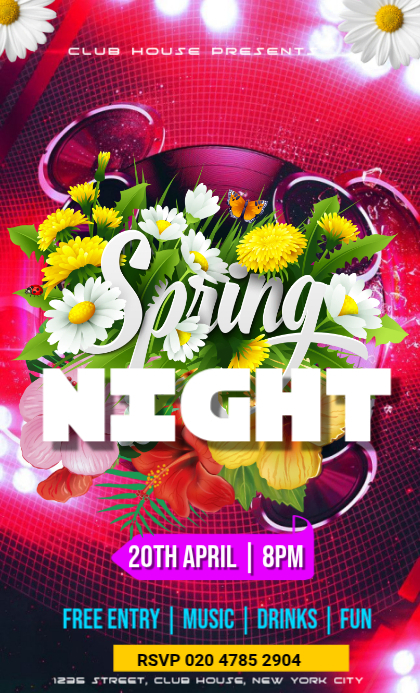 Pink Joyful Spring Night Party US Legal Template | PosterMyWall