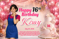 Розовый Sweet 16 Birthday Celebration โปสเตอร์ Template