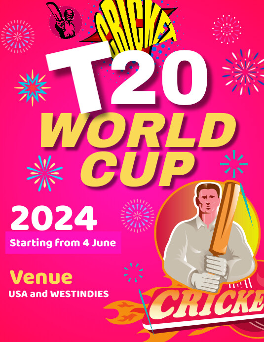 Pink Joyful T20 World Cup 2024 Flyer Flyer (u Ulotka (US Letter) template