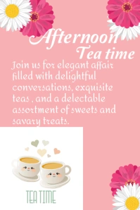 Pink Joyful Tea Time  Poster template