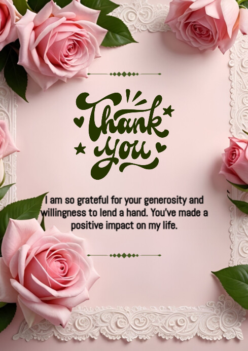 Copy of Pink Joyful Thank You Card A4 | PosterMyWall
