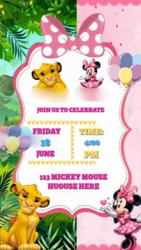 White Birthday Invitation Digital Display Template