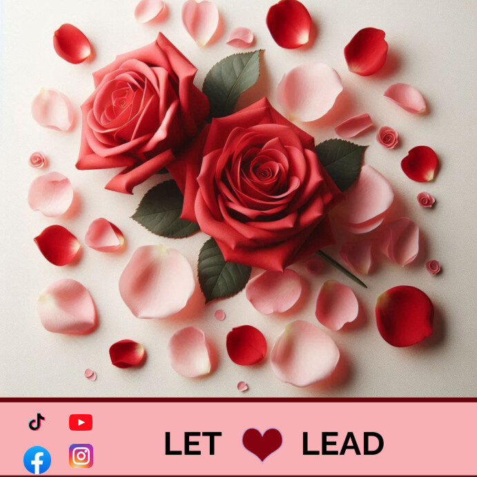 Pink Joyful Two Red Roses Intertwined With So Template | PosterMyWall