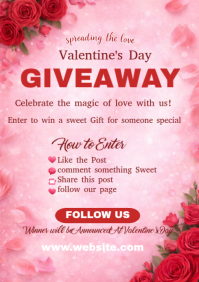 Pink Joyful Valentine's Day Giveaway  A4 template