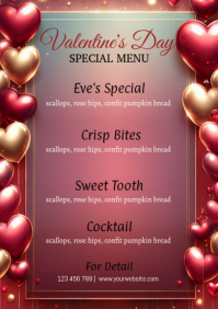 Pink Joyful Valentine’s Day Menu Template A4