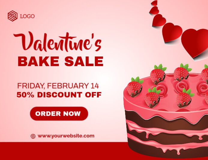 Pink Joyful Valentine Bake Sale Flyer (us Letter) template