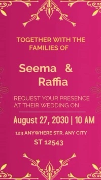 Pink Joyful Wedding Invite  Digital Display ( Affichage numérique (9:16) template