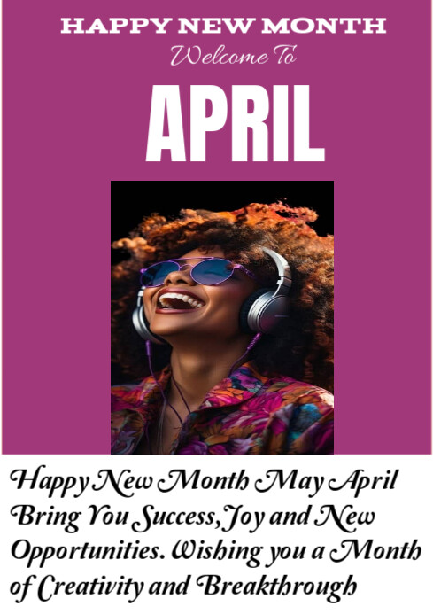 Pink Joyful Welcome To April Template A4 | PosterMyWall