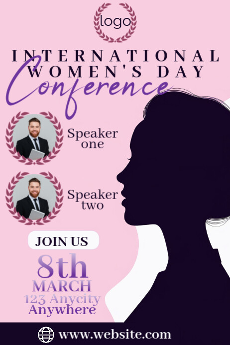 Pink Joyful Women's Day Conference Poster Template | PosterMyWall