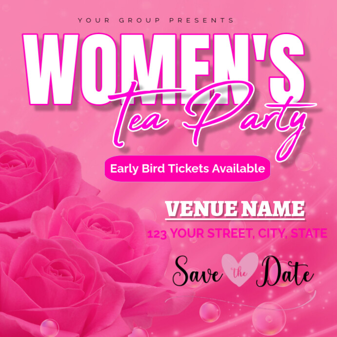 Copy of Pink Joyful Womens Tea Party Instagram Post/ | PosterMyWall