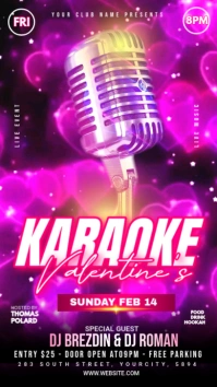 Pink Karaoke & Valentines Party Flyer Instagram Story template