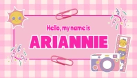 Pink Kids School Name Tag Business Card template