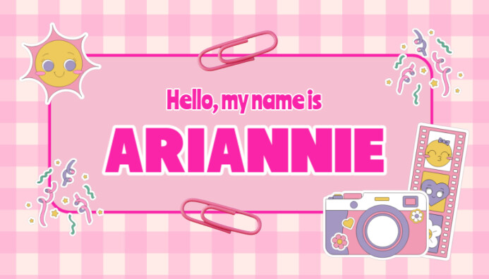 Pink Kids School Name Tag Ikhadi Lebhizinisi template