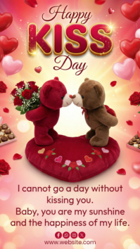 Pink Kiss Day Celebration Instagram Story template