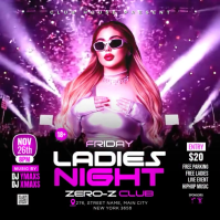 Pink Ladies Night Club Party Instagram Post Video Wpis na Instagrama template