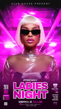 Pink Ladies Night Club Party Instagram Story Video template
