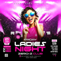 Pink Ladies Night Club Party Square Video template