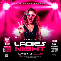 Pink Ladies Night Club Party Square Video Cuadrado (1:1) template
