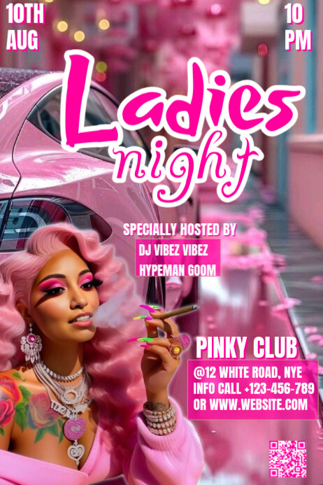 Pink Ladies Night  Poster Plakat template