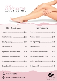 Pink Laser Clinic Price List Template A5