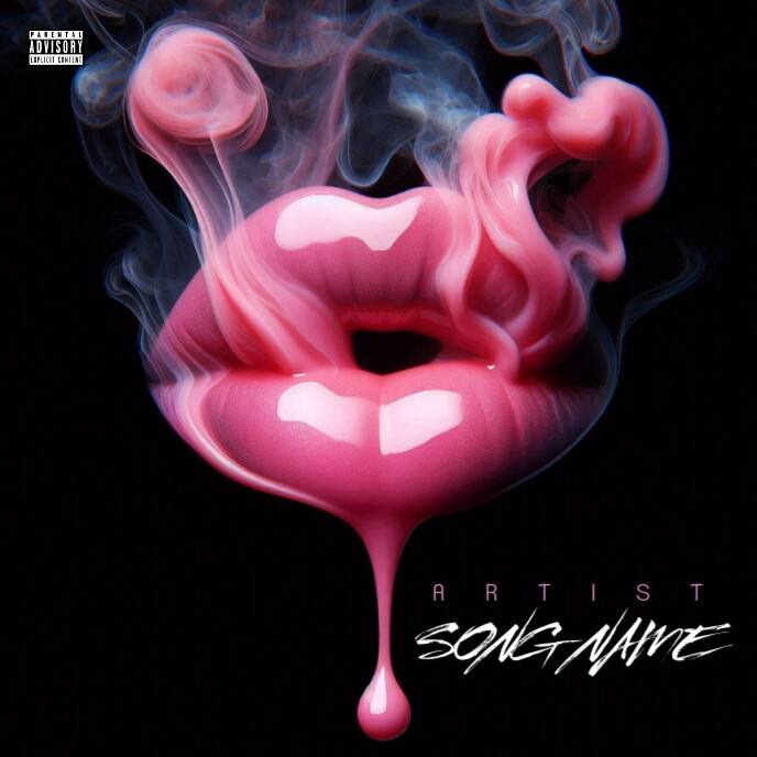 Pink lips mixtape album cover Capa de álbum template