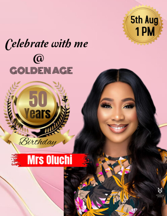 Pink List-based 50 Years Birthday Celebration  Flyer (us Letter) template