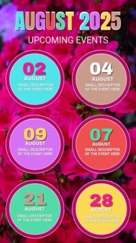 Pink List-based August Upcoming Events Calendar  Instagram Story template