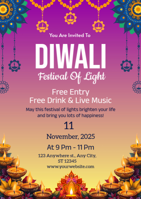 Pink List-based Diwali A4 template