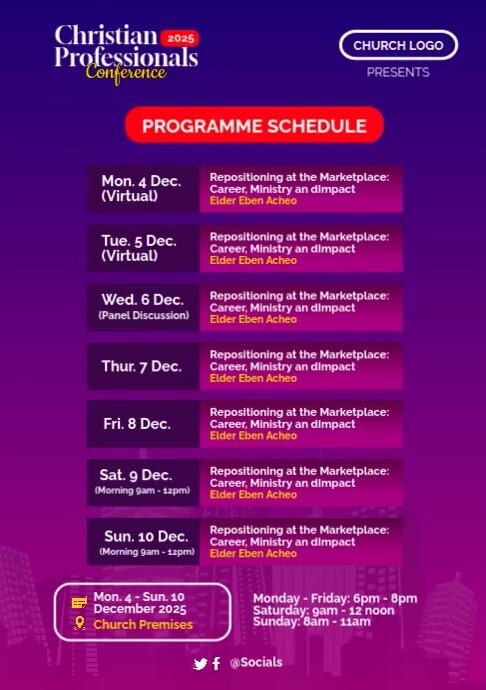 Pink List-based Event Programme Schedule A3 template