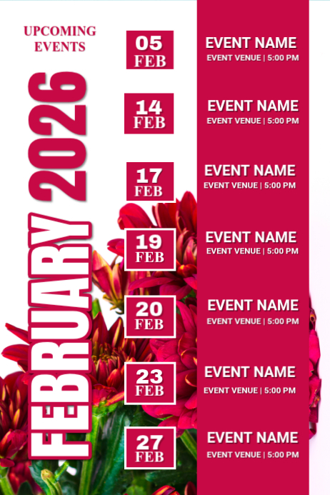Copy of Pink List-based February Events Poster Poster | PosterMyWall