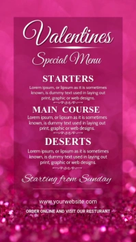 Pink List-based Valentine's Menu  Instagram Story template