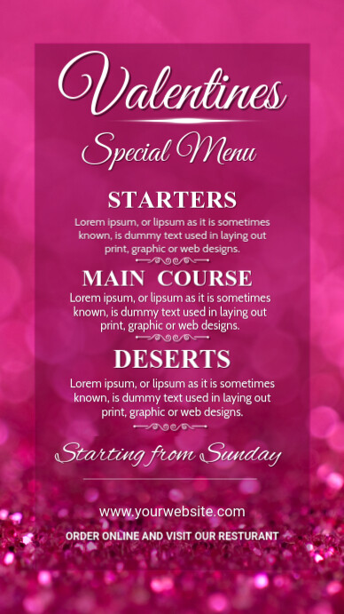 Pink List-based Valentine's Menu  Instagram Story template